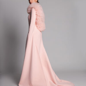 Long Cape Sleeve Fit And Flare Gown - Image 2