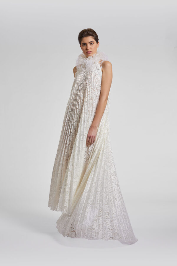 Feather Neck Shift Gown