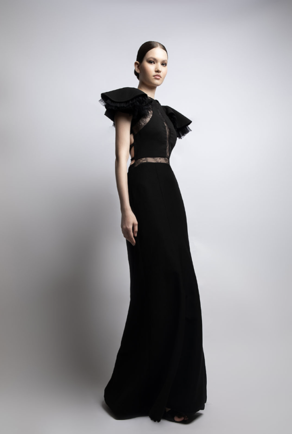 Dramatic Cap Sleeve Gown