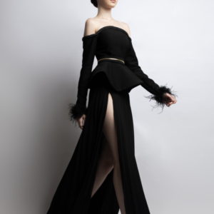 Open Shoulder Gown With Slits - Image 3